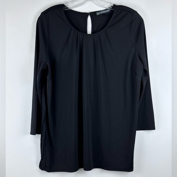 Women's 3/4 Sleeve Pleat Neck & Back w/ Key Hole Back Closure Blouse - Picture 1 of 6